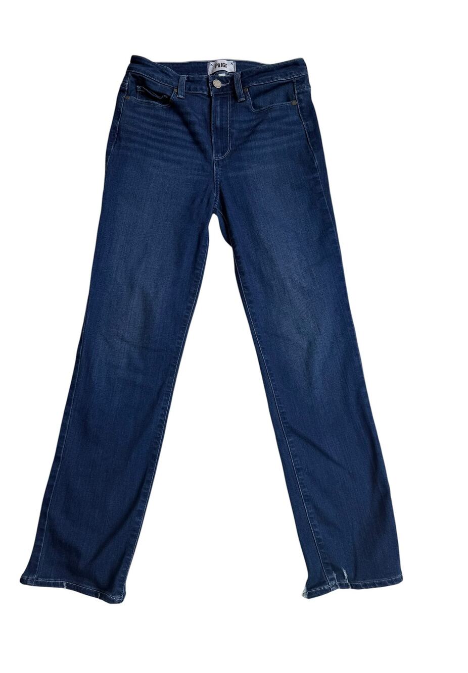 PAIGE Jeans Size 27 Jacqueline Straight Leg Distressed Hem Dark Wash